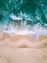 Aerial Footage of Crashing Waves on Seashore