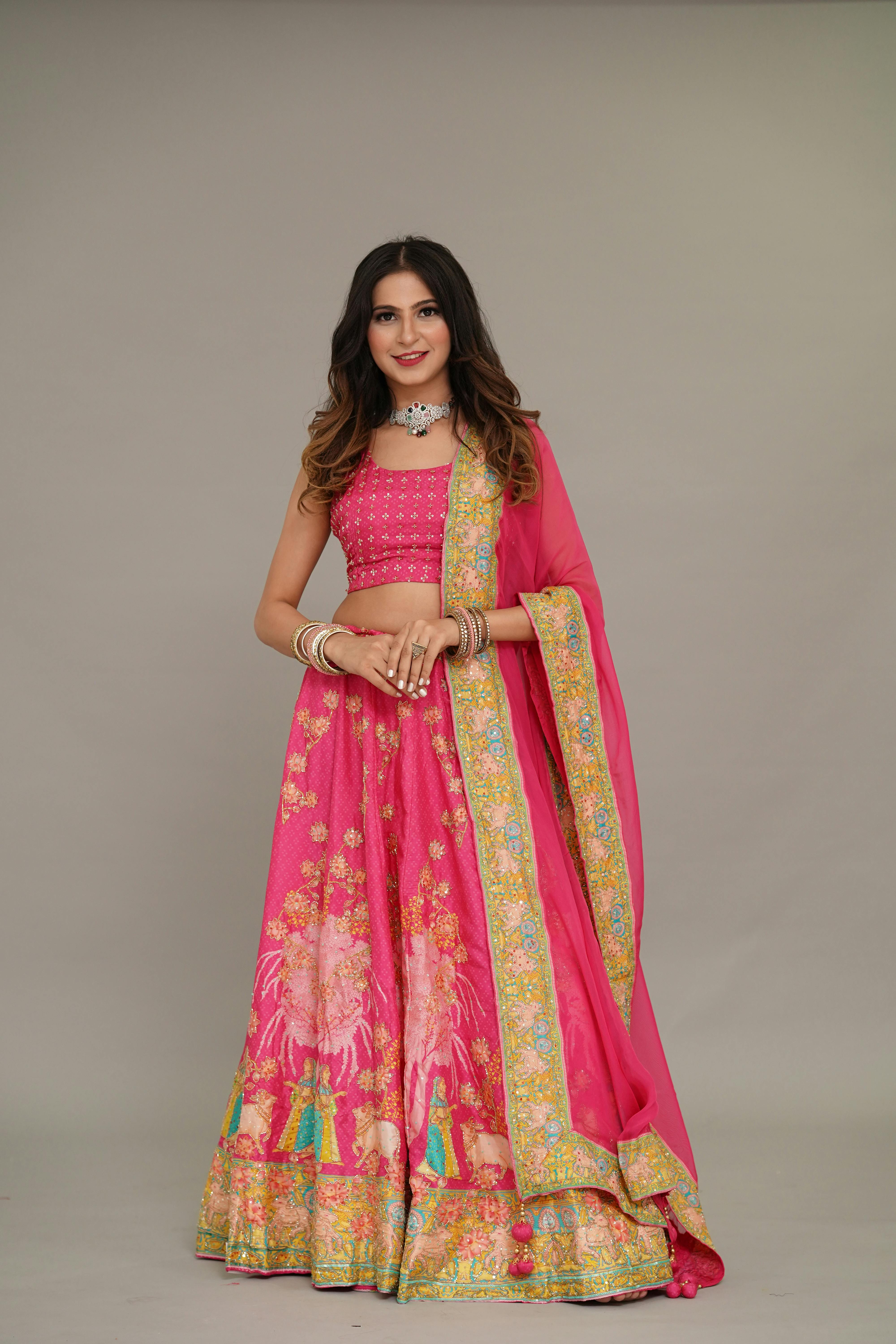 Buy Wedding Wear Pink Lehenga Choli Online At Zeel Clothing