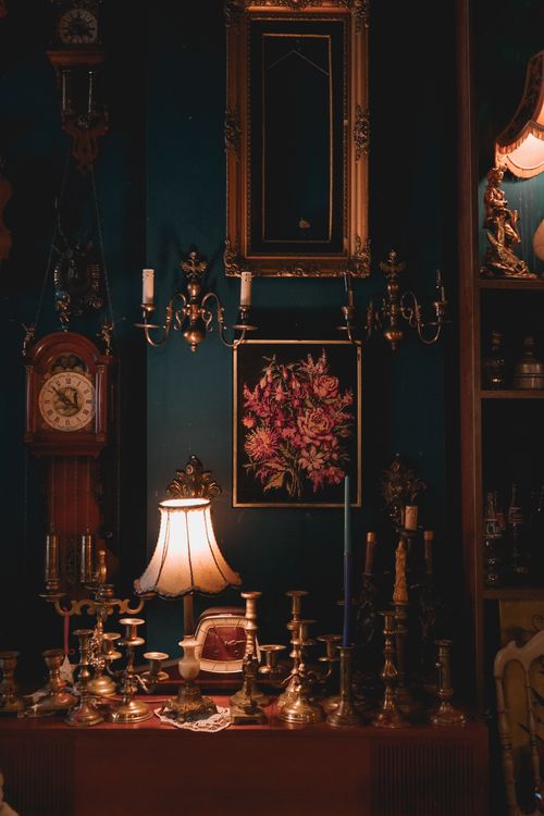 Lamp and Wax Candles on Dresser · Free Stock Photo
