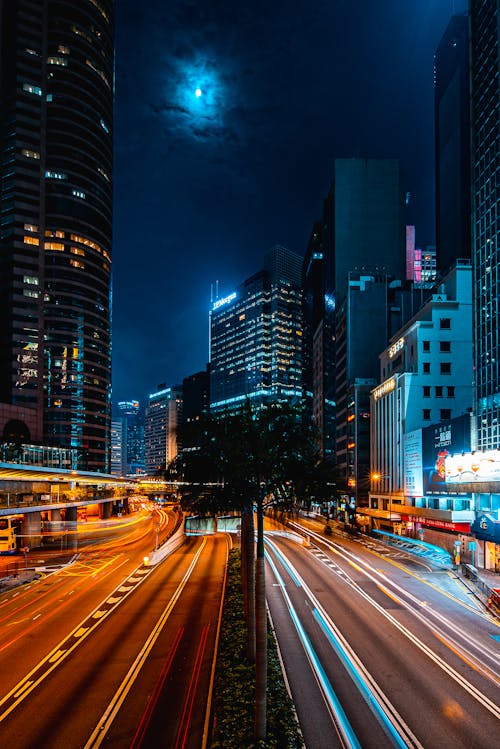 Illuminated City at Night 