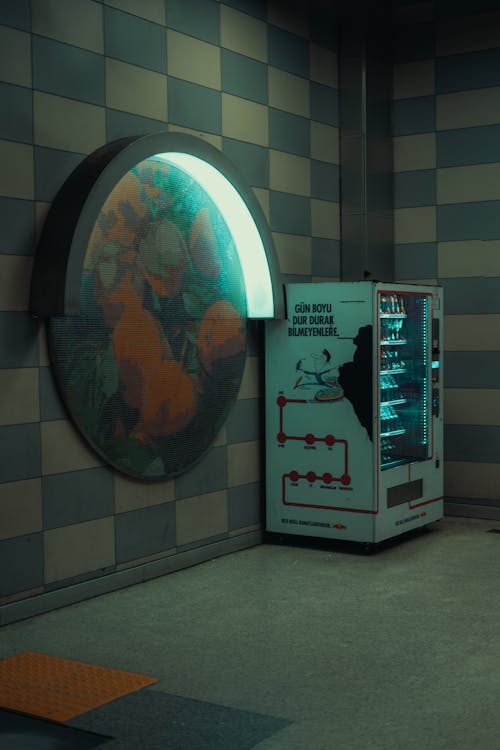 Dark Retro Interior with a Vending Machine