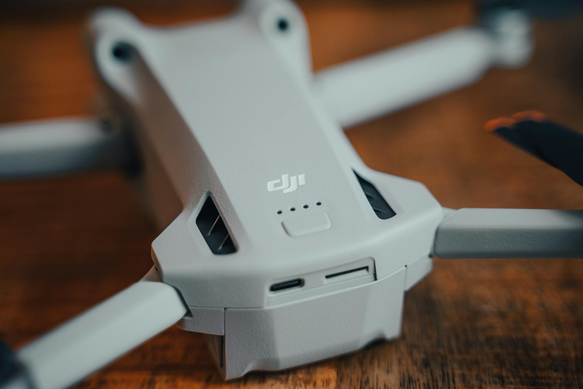 Detailed image of a DJI drone showcasing modern technology and design.