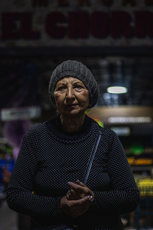 Portrait of an Elderly Woman at the Supermarket 