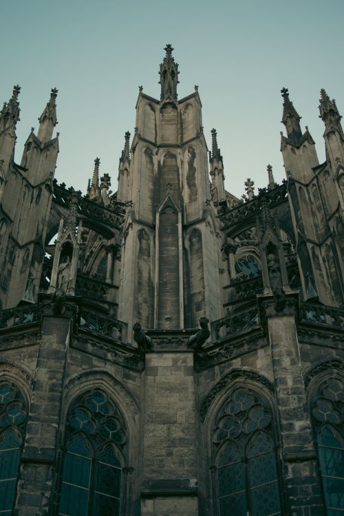 Free Stunning view of Gothic architecture at Cologne Cathedral in Germany. Perfect for travel and architecture enthusiasts. Stock Photo