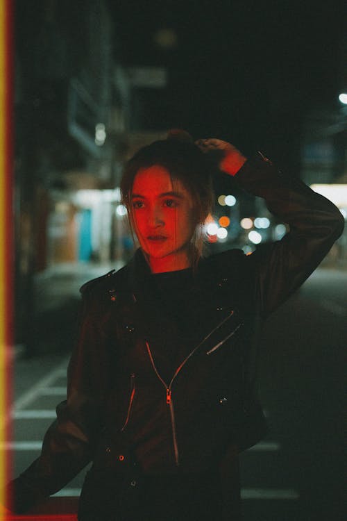 Woman in Leather Jacket