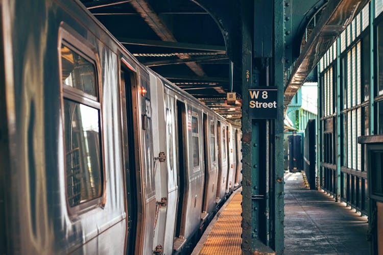 Silver Train On W8 Street Platform