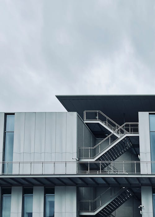 Facade of a Modern Building with a Staircase 