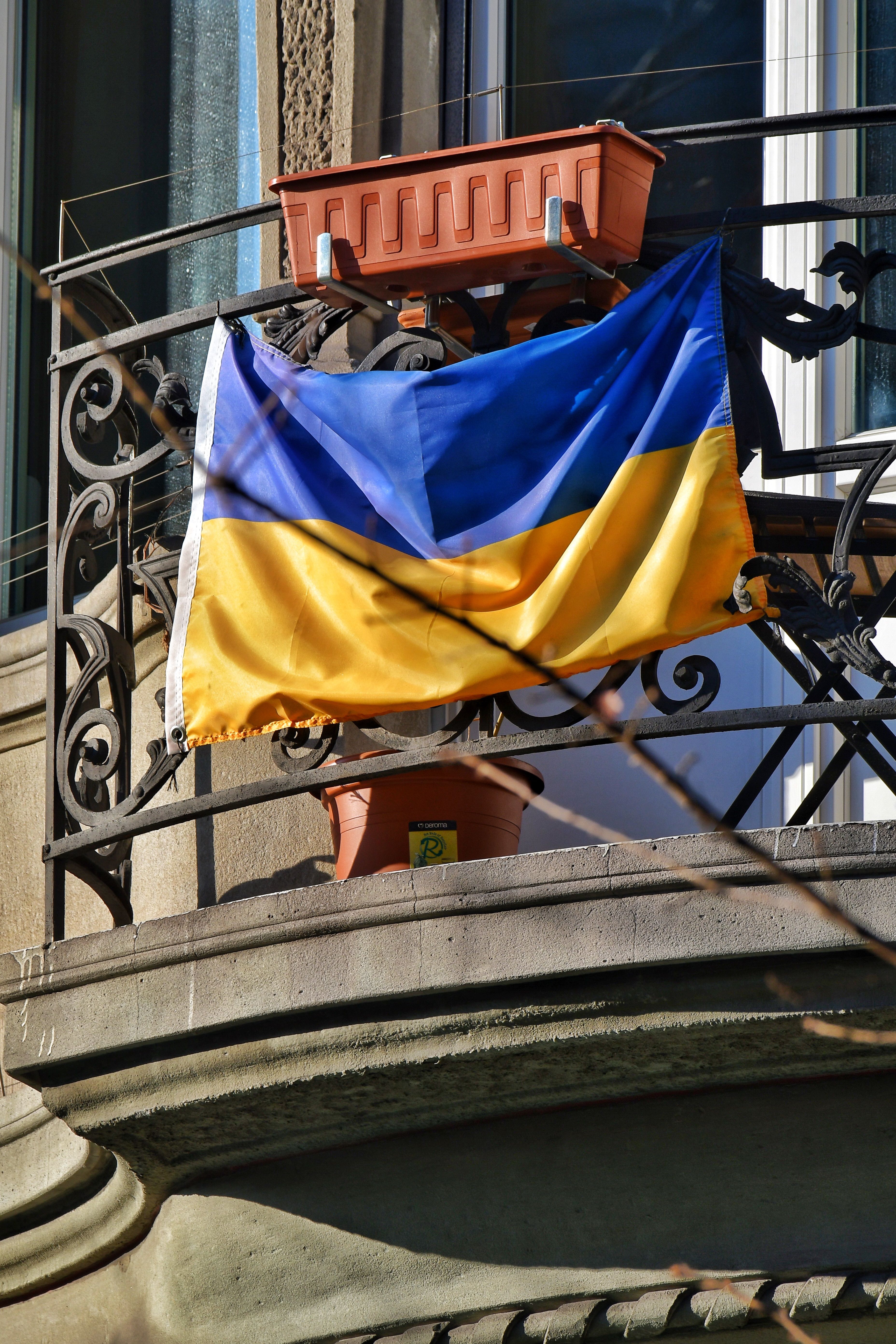 ukraine-flag-on-balcony-free-stock-photo