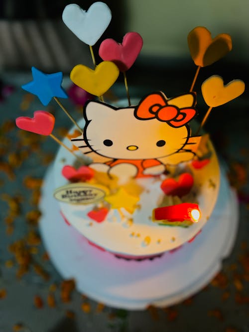 높은 각도보기, 생일 케이크, 수직 쐈어의 무료 스톡 사진