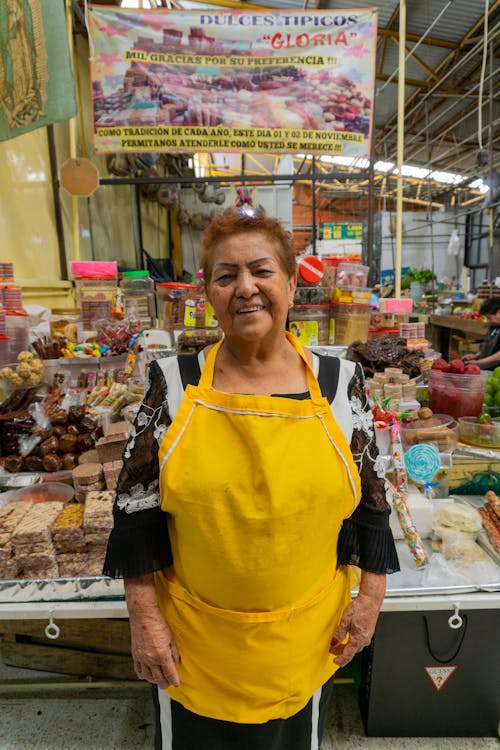 Smiling Woman Working at Bazaar