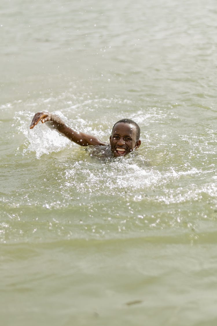 Smiling Man Swimming