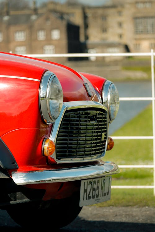 Detail of a Red Vintage Mini Car