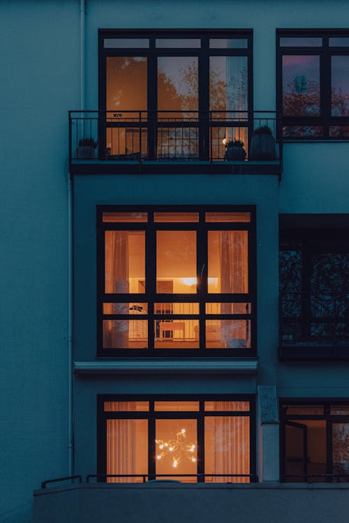 Windows of Apartments in Evening