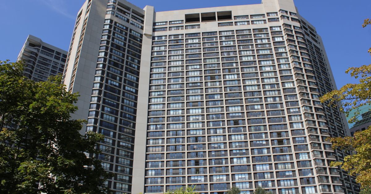 Modern Toronto condo apartment building exterior, the kind of rental covered by an Ontario residential tenancy agreement