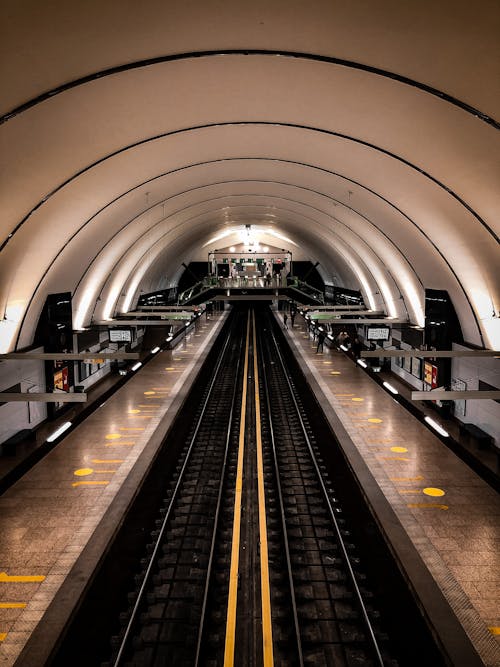 Symmetrical View of a Subway Station