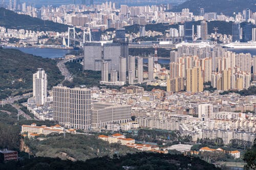 Panorama of a Large Town Over the River