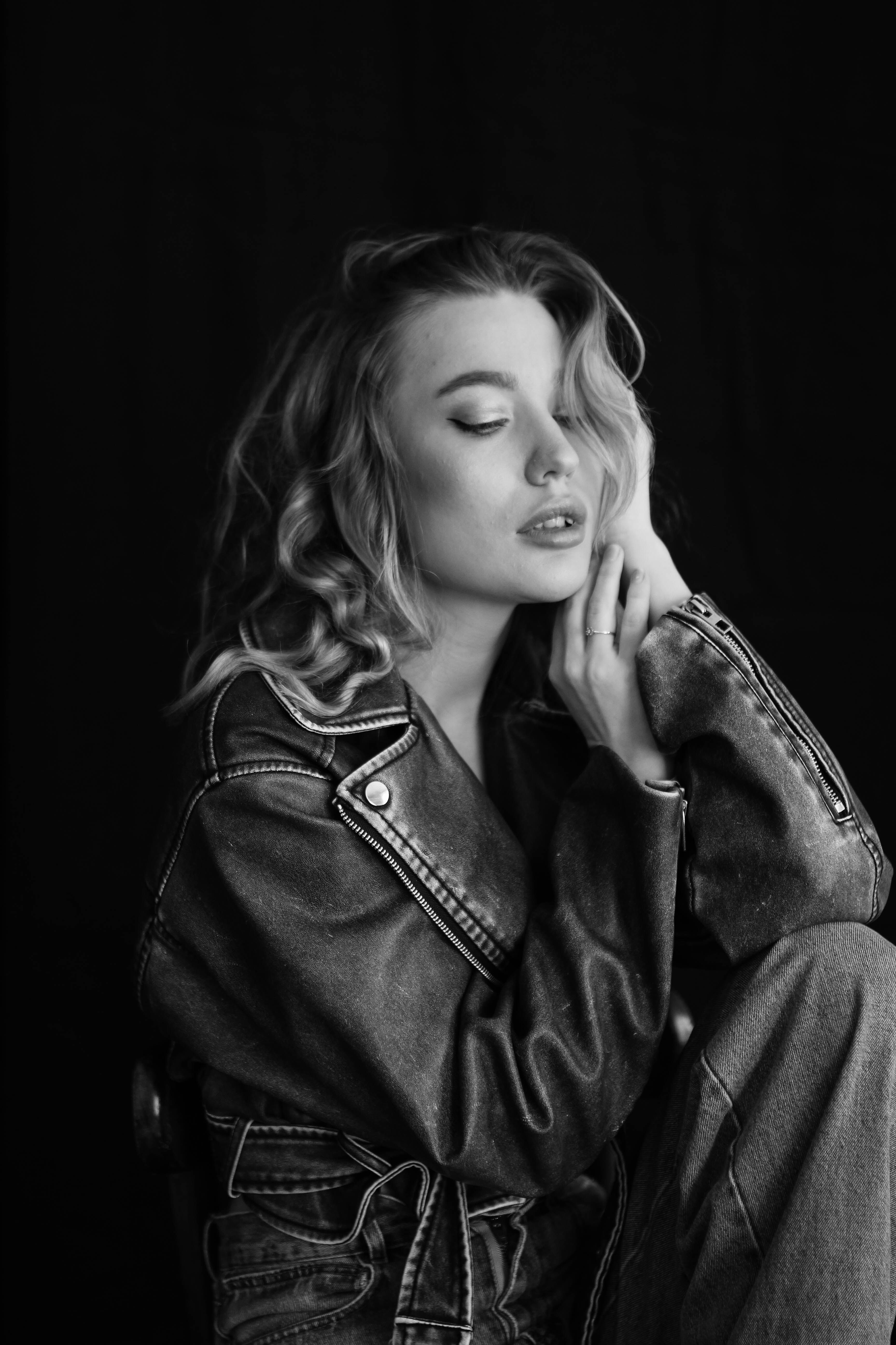 Model in Leather Jacket and Jeans · Free Stock Photo