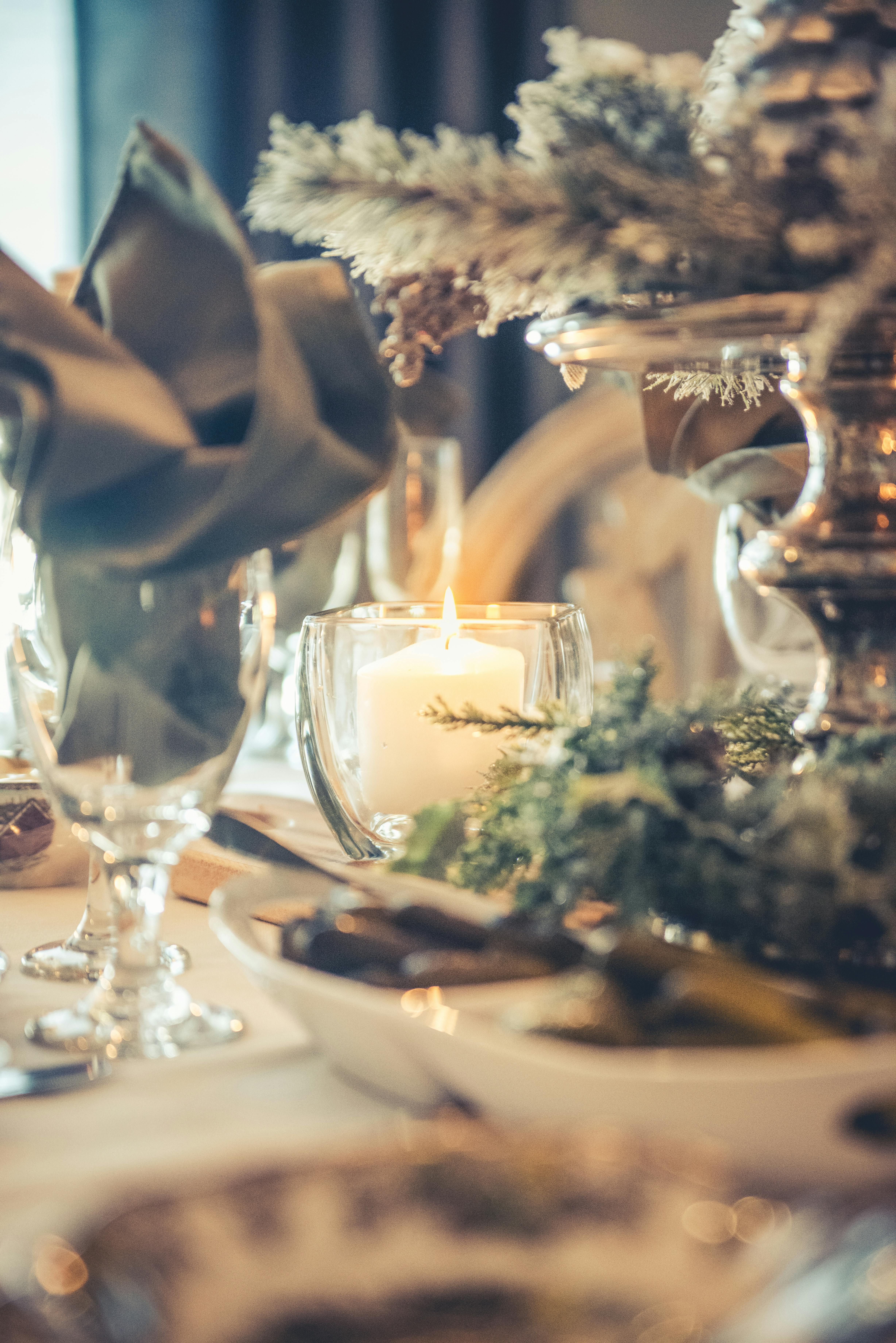 Free stock photo of candle, christmas, dinner
