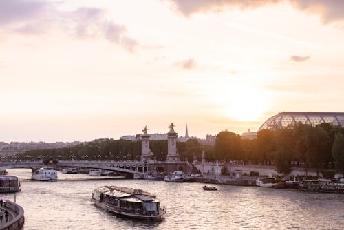 Sunlight over Seine in Paris
