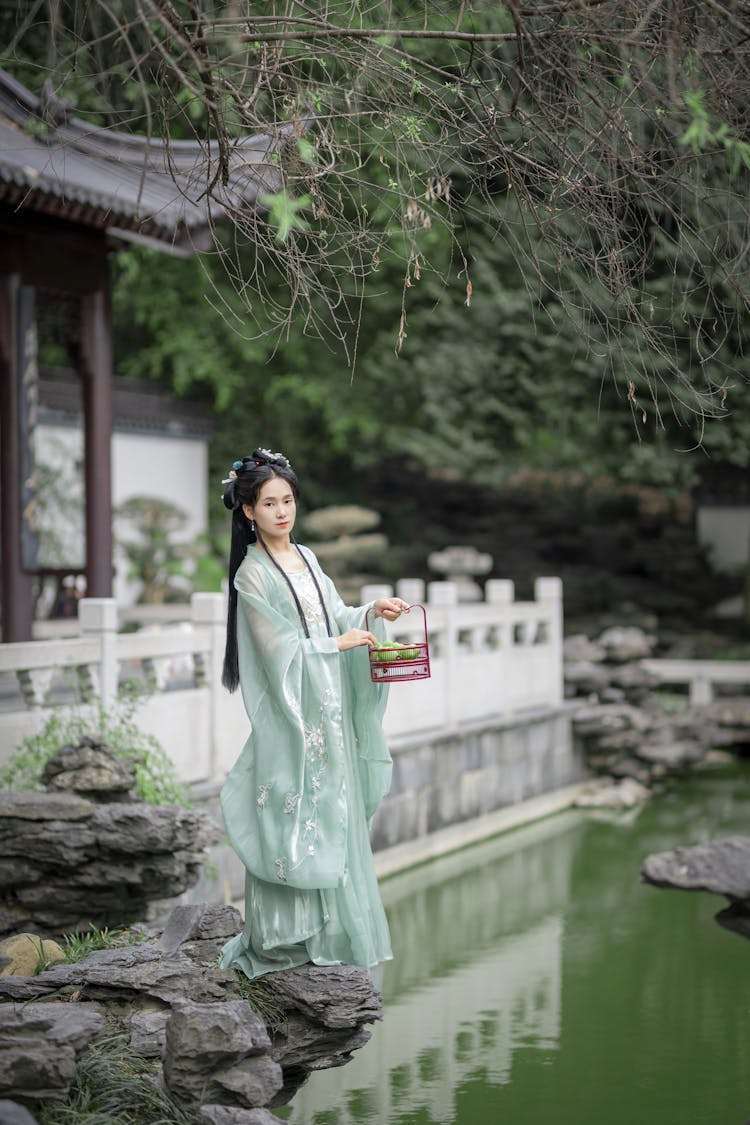 Woman Outside Temple