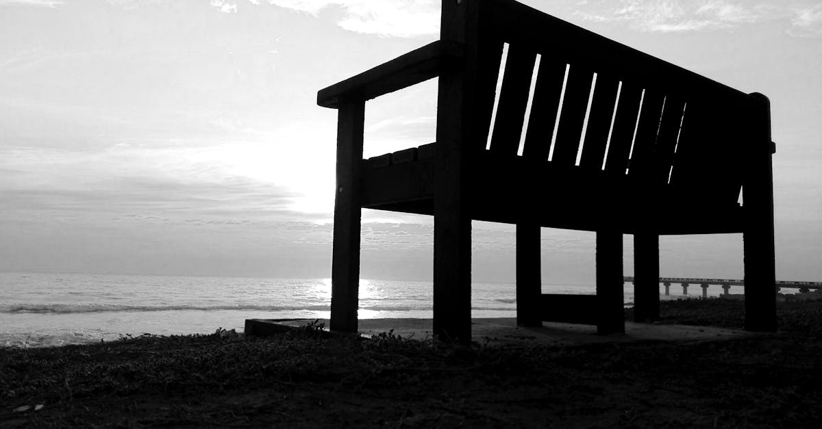Free stock photo of bench, black and white, ocean