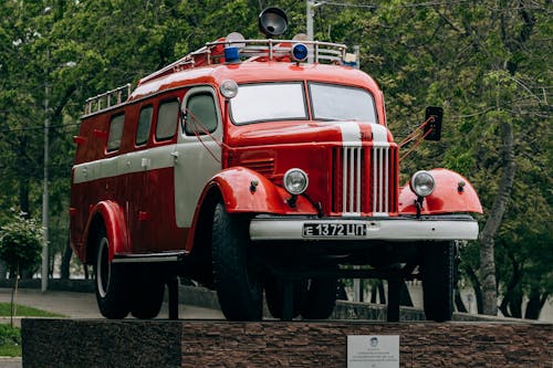 Vintage Fire Engine on Display in Park