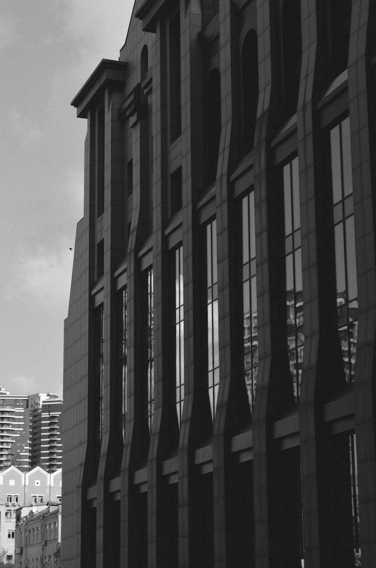 A Business Building In Black And White