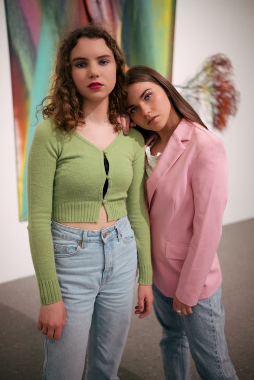 Free A Studio Shoot of Two Teenage Girls Stock Photo