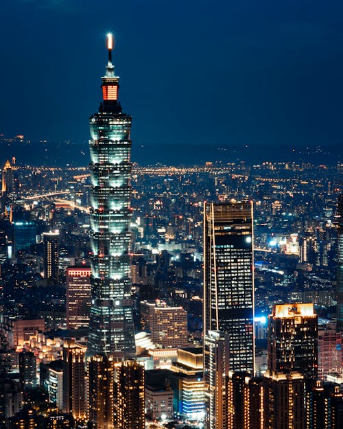 High Angle View of Taipei Cityscape 