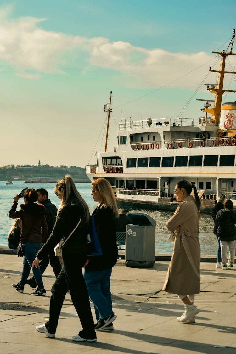 People Walking On Shore In Town In Turkey