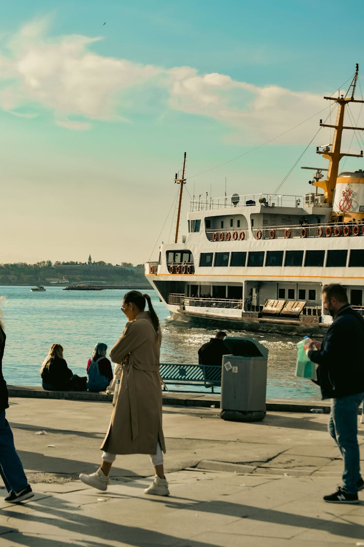 People On Pier In Town In Turkey