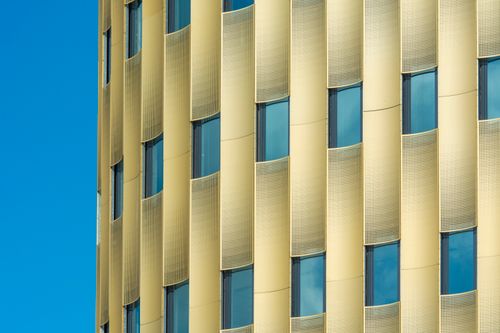 Free Close-up of modern architectural building façade in Utrecht, Netherlands. Stock Photo