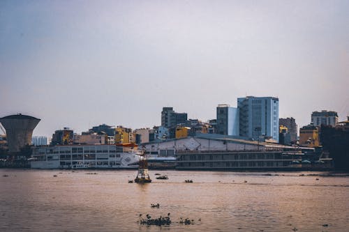 Waterfront View of Harbor in City