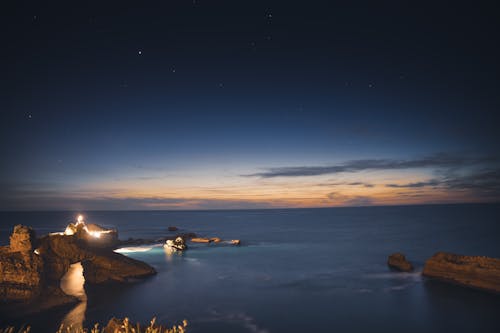 地平線, 夕暮れ, 崖の無料の写真素材