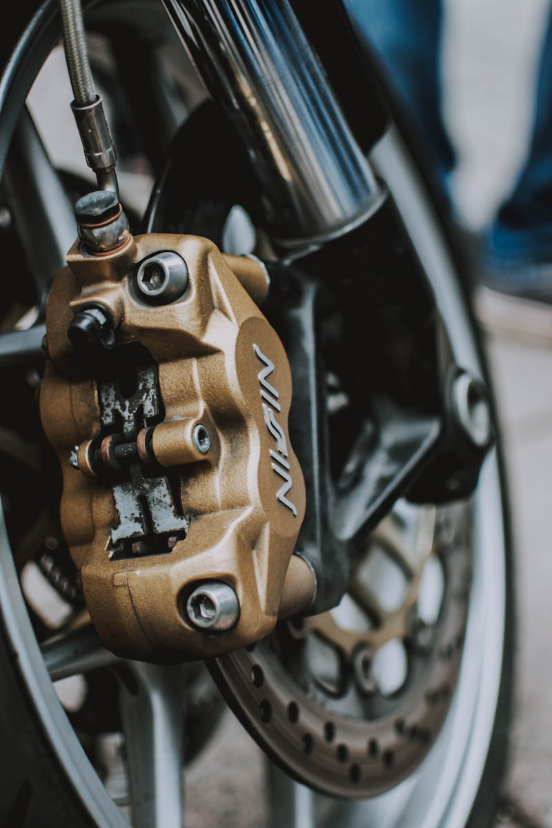 Close-Up Photo of Motorcycle Brake System