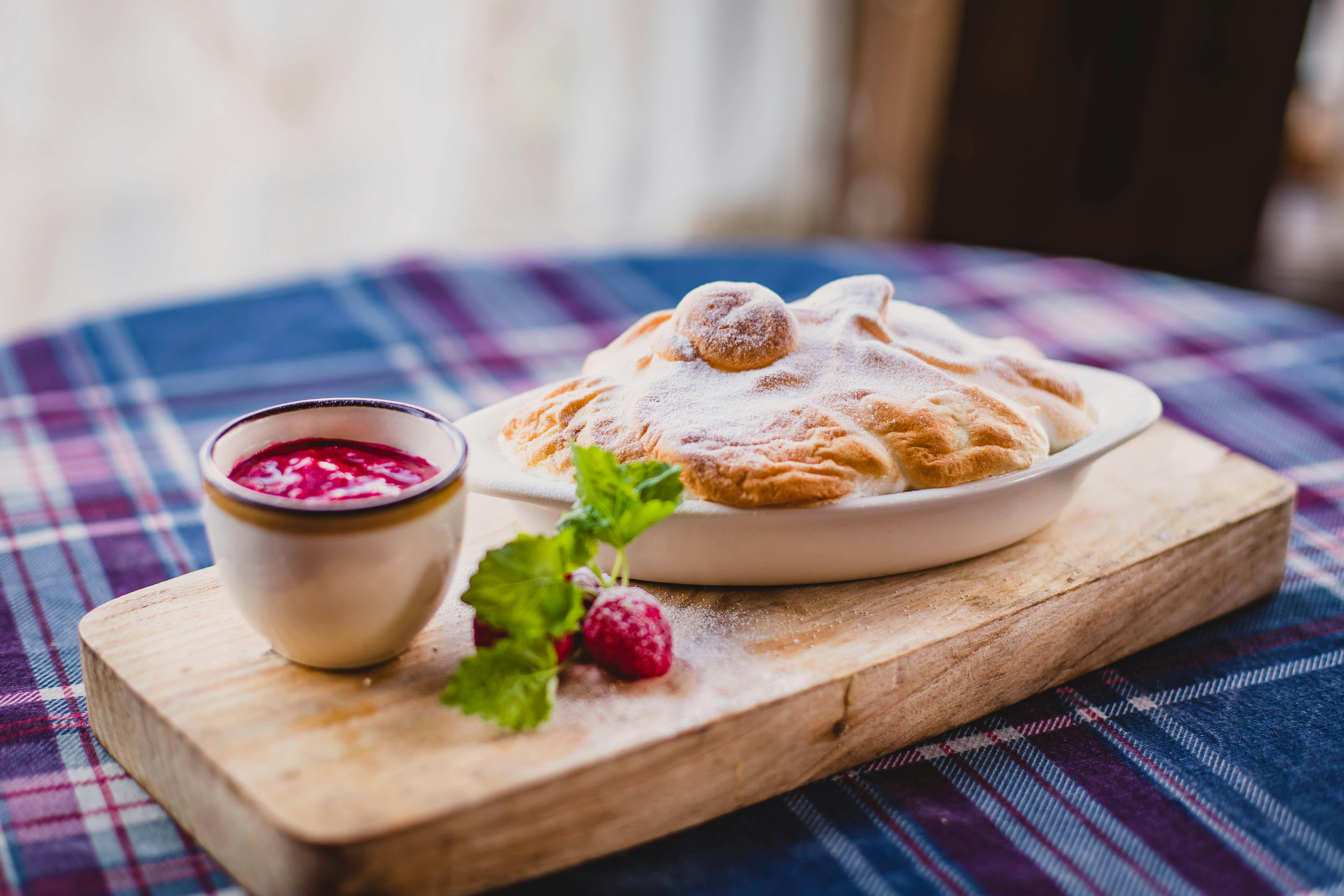 dessert on wooden board