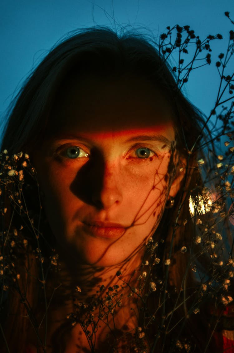 Woman Posing With Light On Face