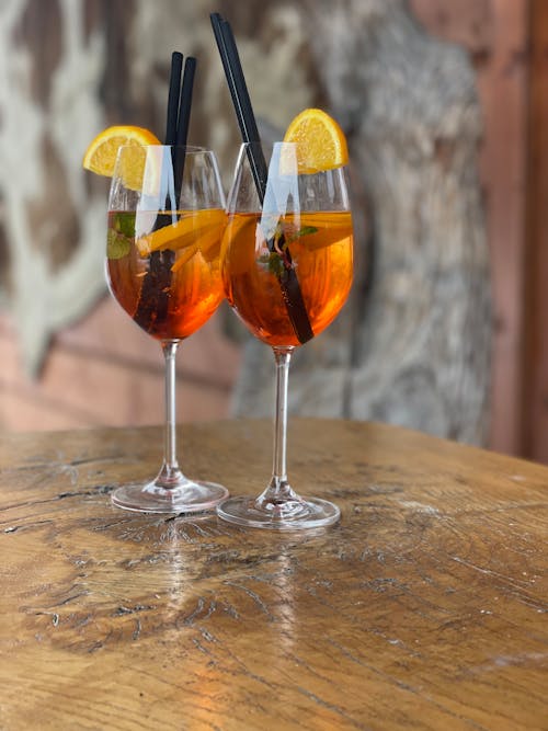 Close-up of Cold Drinks in Glasses 