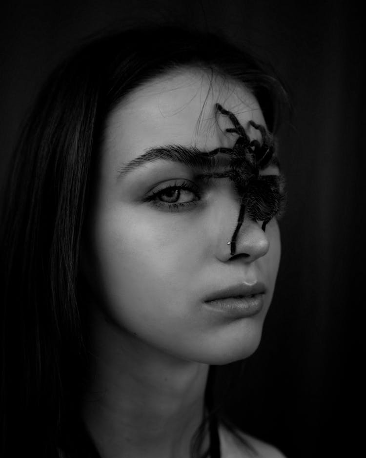 Spider On Woman Face