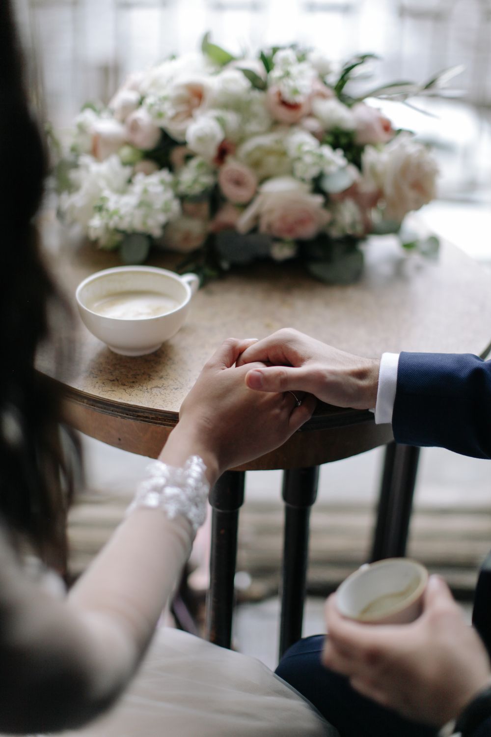 Wedding coffee and flowers - illustrative stock photo