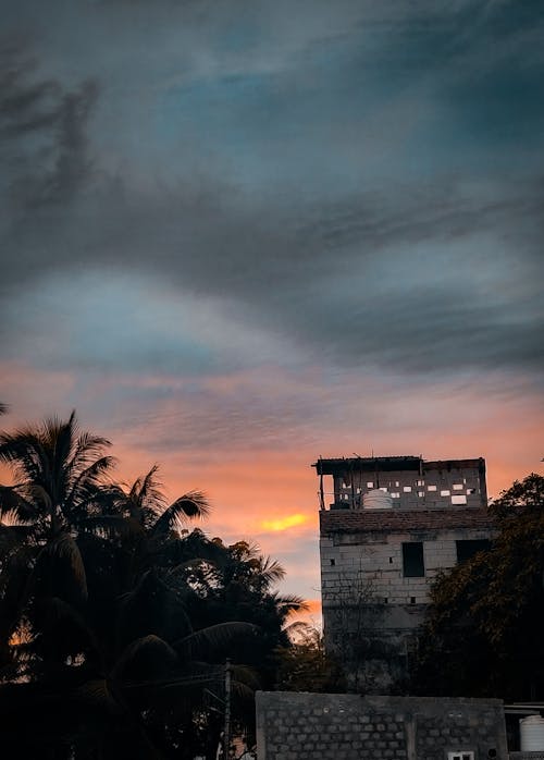 building in the sunset