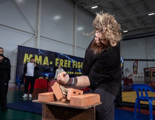 Strongman Crashing Bricks