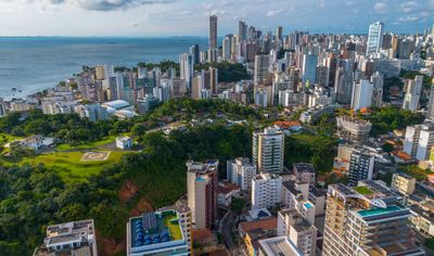 Salvador skyline and airport travel atmosphere