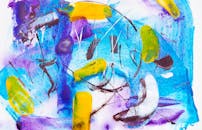 这幅充满活力的抽象表现主义绘画，色彩大胆，笔触动态