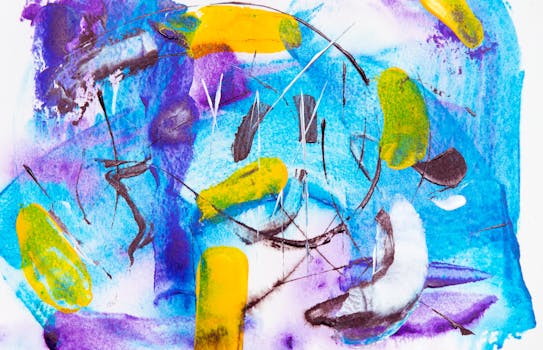 这幅充满活力的抽象表现主义绘画，色彩大胆，笔触动态