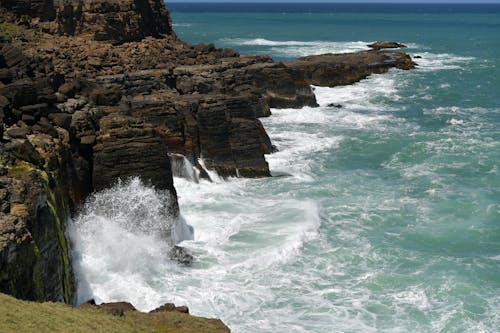 Waves Crashing on the Rocky Shore 