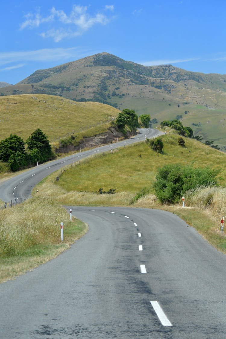 Empty Road On Green Hills