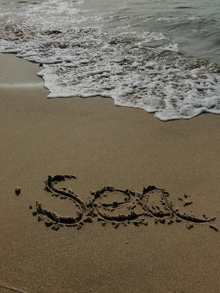 Word Sea Written In Sand