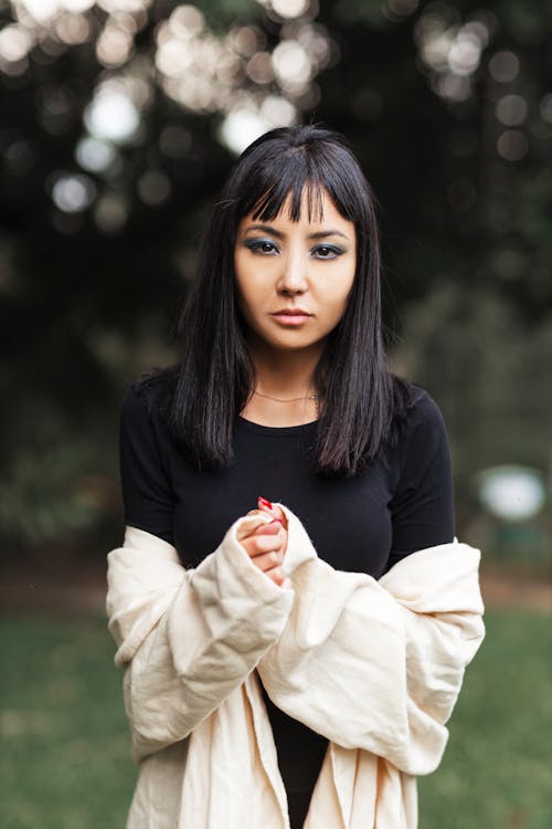 Portrait of Brunette with Bangs