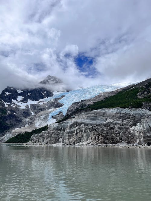 Glacier by a Lake on a Cloudy Day